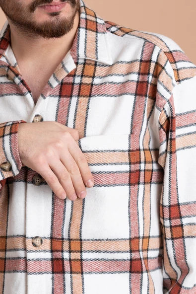 OVERSİZE ERKEK ODUNCU EKOSELİ GÖMLEK - Resim 5