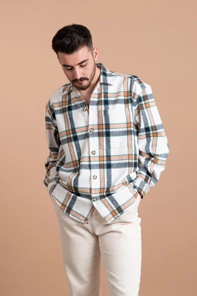 OVERSİZE ERKEK ODUNCU EKOSELİ GÖMLEK - Resim 7