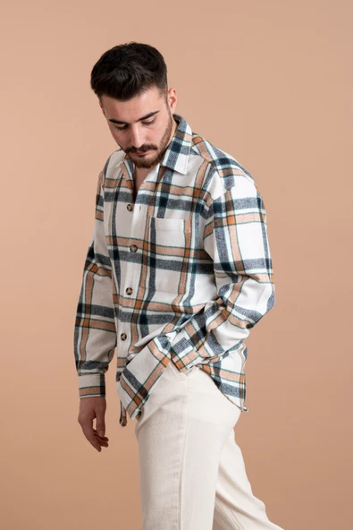 OVERSİZE ERKEK ODUNCU EKOSELİ GÖMLEK - Resim 8