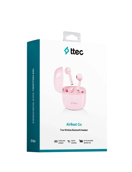 Ttec 2KM141B AirBeat Go Gerçek Kablosuz TWS Bluetooth Kulaklık Pembe - 3
