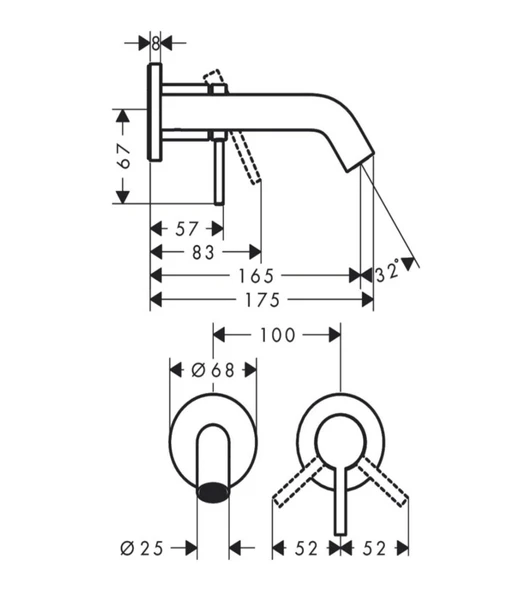Hansgrohe Tecturis S Ankastre Lavabo Bataryası 165 Mat Bronz 73350140 - 3