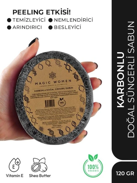 Süngerli Doğal Sabun Karbon