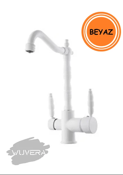 Wuvera Beyaz Arıtmalı Vintage Mutfak Bataryası – Rustik Tasarım ile Şıklık ve Sağlık Bir Arada!