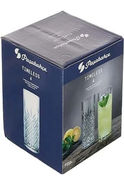 Paşabahçe 4'lü Timeless Sangria / Mojito Keyfi Uzun Kokteyl Bardağı Orjin Kutulu