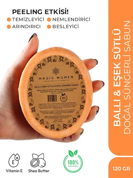 Süngerli Doğal Sabun Ballı Eşek Sütlü