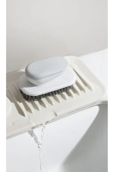 Miraçer Silikon Elastik Musluk Su Tutmaz Matı - Tezgah Su Akıtma Matı - Musluk Organizeri - Beyaz - 5