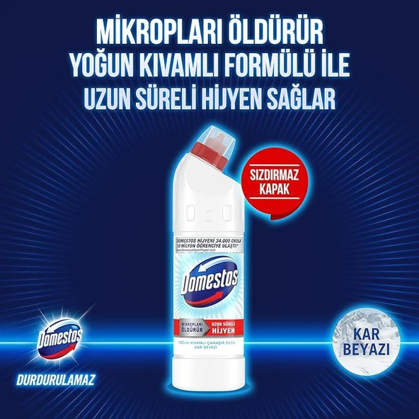 Domestos Yoğun Kıvamlı Kar Beyazı Çamaşır Suyu 750 ml x 3 adet - Resim 5