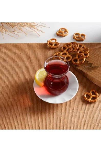 Paşabahçe 950051 Dantel Porselen Tabaklı Çay Takımı 12 Parça - 2