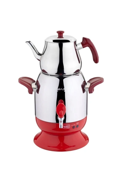 Özkent K-623 Marmaris Sade Elektrikli Semaver Çelik Çaycı Kırmızı Çaycı