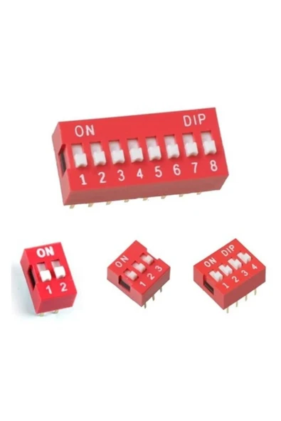 Rodevino 5 Adet 4 Pin Dıp Switch Kırmızı On‑off 2.54 mm Pcb - Resim 4