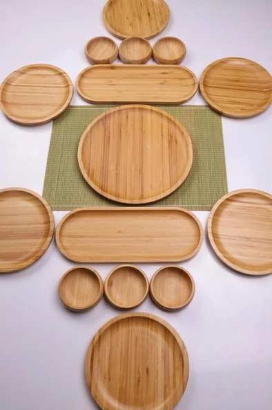 Atbyhome Bambu Harmony 6 Kişilik 15 Parça Bambu Kahvaltı Seti - Kahvaltı Takımı Sunum Seti