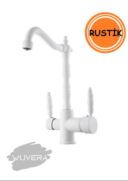 Wuvera Beyaz Arıtmalı Vintage Mutfak Bataryası – Rustik Tasarım ile Şıklık ve Sağlık Bir Arada! - Resim 2