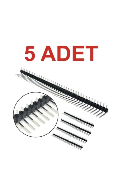 Rodevino 5 Adet 1x40 Erkek Header 90 Derece 40 Pin 2.54mm Standart Boy