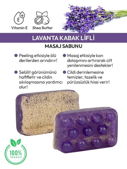 Doğal Kabak Lifli Sabun Lavanta - 2