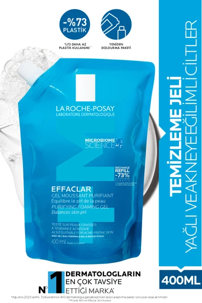 Effaclar Yağlı ve Akneye Eğilimli Ciltler için Temizleme Jeli Yeniden Dolum Paketi - Refill 400ml ürün görseli 1