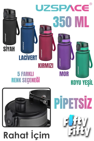 Uzspace 350 ML Pipetsiz Softtouch Tritan Çocuk Su Matarası -FF350MLUZS