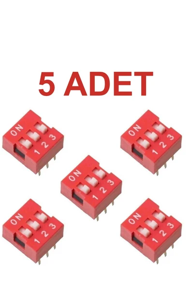Rodevino 5 Adet 3 Pin Dıp Switch Kırmızı On‑off 2.54 mm Pcb ürün görseli