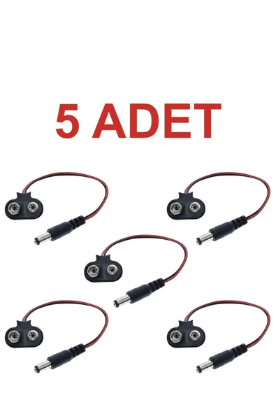 Rodevino 5 Adet Arduino Uyumlu Jaklı 9v Pil Yuvası / 9 Volt Pil Başlığı / Jack Battery Connector ürün görseli