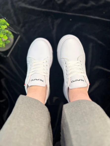 Günlük Kadın Spor Ayakkabı Ortopedik Vegan Deri Bağcık Hafif Kalın Yüksek Taban Yürüyüş Sneaker 102 - 3