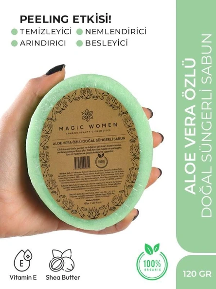 Süngerli Doğal Sabun Aleovera - 2