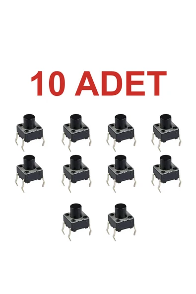 Rodevino 10 Adet Push Button Buton Tach Switch 6x6 10mm ( 4 Bacak ) ürün görseli