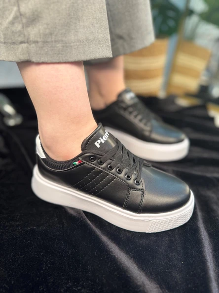 Günlük Kadın Spor Ayakkabı Ortopedik Vegan Deri Bağcık Hafif Kalın Yüksek Taban Yürüyüş Sneaker 102 - 5