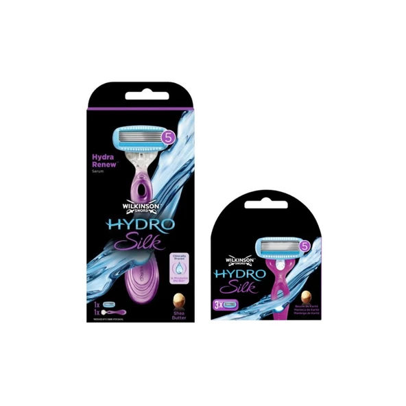 Wilkinson Sword Hydro Silk 5 Bıçaklı Kadın Tıraş Bıçağı + 3 Yedek Başık