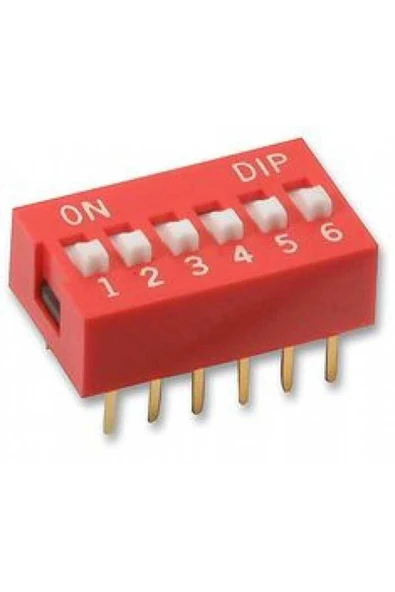 Rodevino 5 Adet 6 Pin Dıp Switch Kırmızı On‑off 2.54 mm Pcb - Resim 2