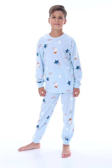 Yıldız Nota Desenli Bej Unisex Pijama Takımı - Resim 7