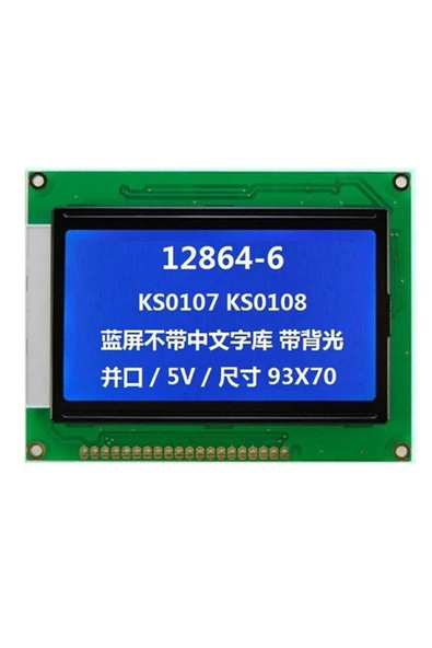 Rodevino 12864B V2.0 Grafik LCD Ekran Modülü - Mavi Renkli - Resim 3