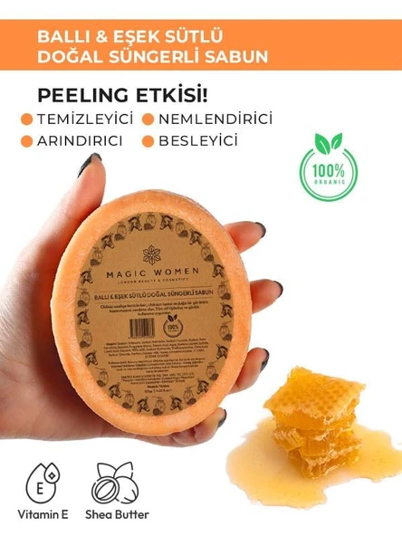 Süngerli Doğal Sabun Ballı Eşek Sütlü - 3