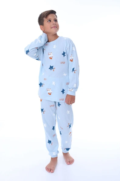 Yıldız Nota Desenli Bej Unisex Pijama Takımı - Resim 19