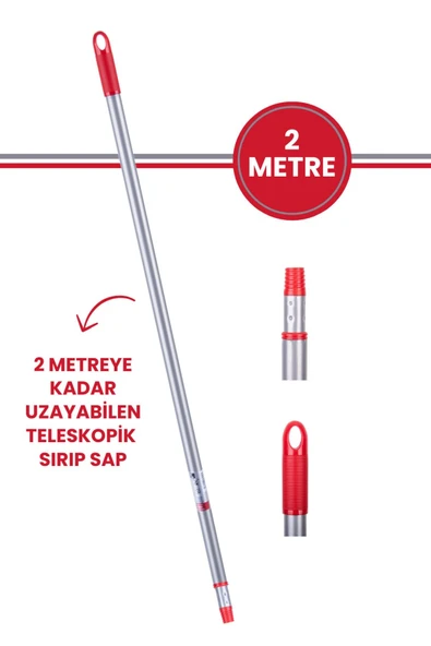 Flora Teleskopik Uzatmalı Metal Sırık Sap 2 Metre - 2