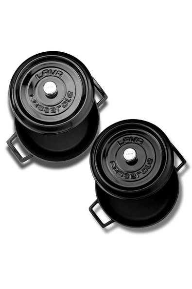 Lava Döküm Yuvarlak Derin Ve Sığ 5 Parça Tencere Seti - 3