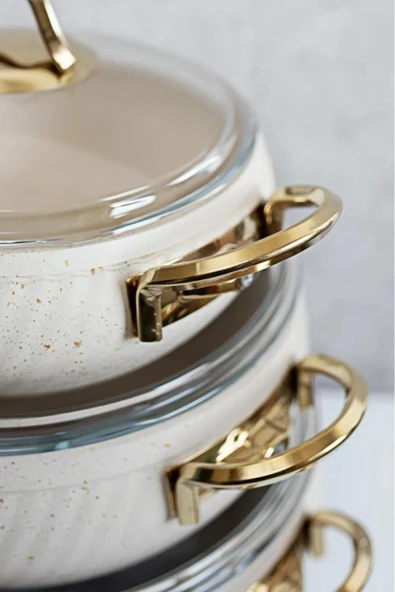 Özkent Hira 4 Lü Granit Güveç Set Krem K-590 - 2