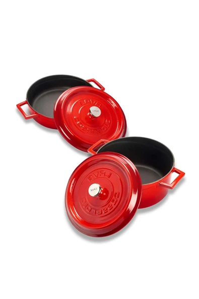 Lava Döküm Yuvarlak Derin Ve Sığ 5 Parça Tencere Seti - 4