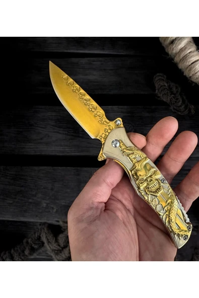 Gold Kuru Kafa Paslanmaz Çelik Çakı - Resim 4