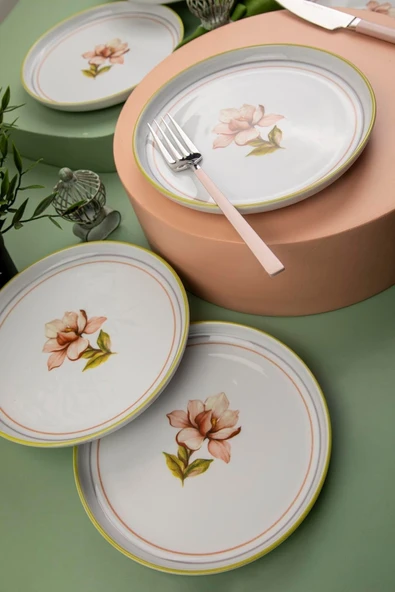 Kütahya Porselen Moderna 6 Kişilik 19 Cm Pasta Takımı Manolya - 3