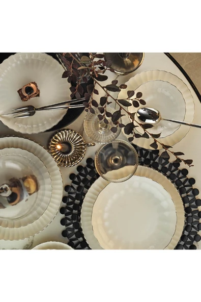 Kütahya Porselen Porselen Bone Luz Form 52 Parça Yemek Takımı Platın Fıle Bnlzf52yt220