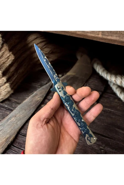 Gül Desenli Çelik Çakı - Resim 3