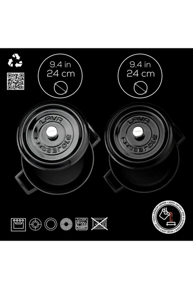 Lava Döküm Yuvarlak Derin Ve Sığ 5 Parça Tencere Seti - 6