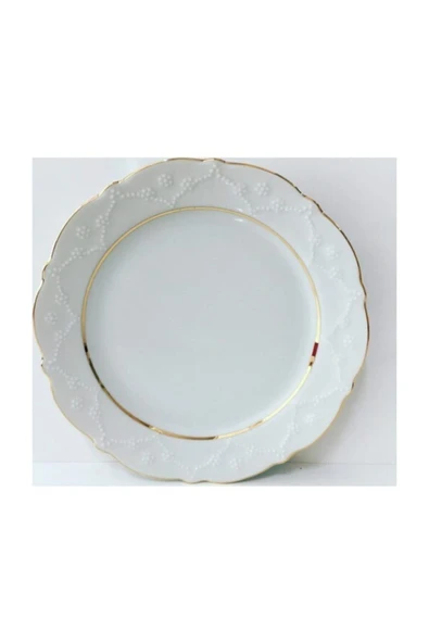 Porland  Altın Yaldız 25cm Düz Servis Tabağı 6lı