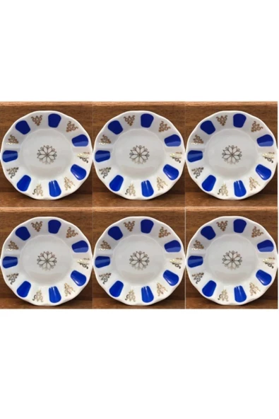 Porland 6'lı Çay Tabağı Porselen Klasik Mavi