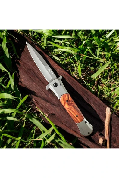 Jeep Ahşap Kabze Çelik Çakı - Resim 3