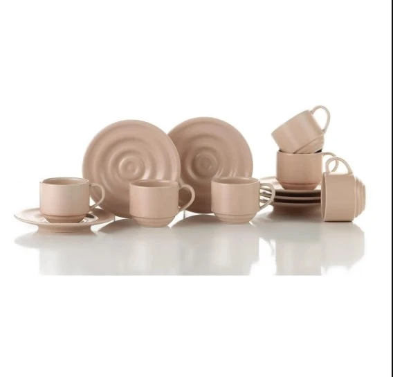 Kütahya Porselen New Tuana 12 Parça 6 Kişilik Kahve Takımı Pembe - 2