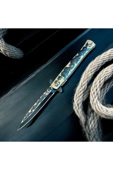 Gül Desenli Çelik Çakı - Resim 4