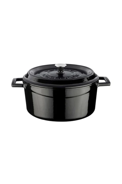 Lava Döküm Yuvarlak Tencere. Trendy Çap(Ø)24cm. - Siyah