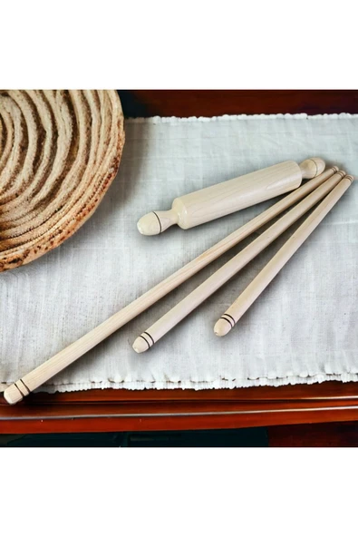 Miraçer OKLAVA VE MERDANE SETİ 4 PRÇ ( ORGANİK ZEYTİNYAĞI KAPLAMALI ) ürün görseli 1