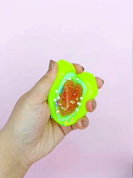 Sevimli Kalp Squishy Simli Yumuşacık (7x9 cm) Kalp Sukuşi - Yeşil - 2