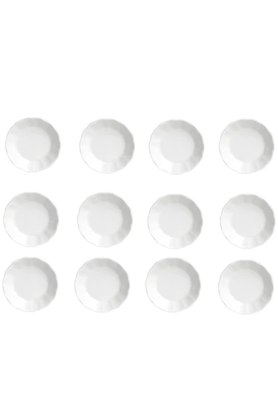 Porland Porselen Sade Beyaz Çay Tabağı 12cm 12'li Geniş Taban